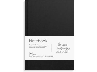 Notesbog, A5, Ulinjeret, Sort, Mayland