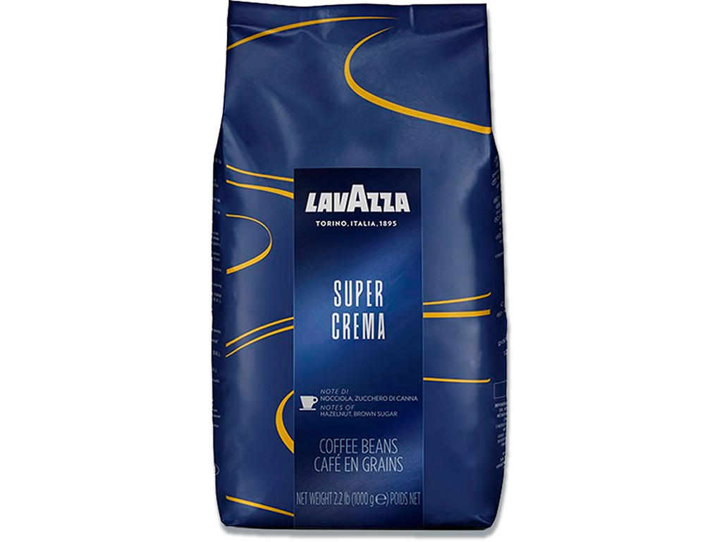 Kaffe, Hele bønner, Mellemristet, 1000 g, 1 pose, Lavazza Super Crema 