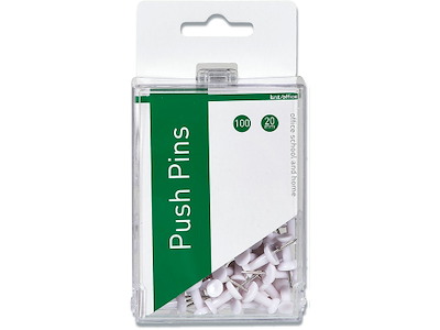 Tegnestifter, Hvid, 20 mm, 100 stk, BNT Office 