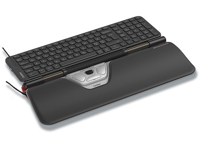 Ergonomisk mus og tastatur, Rullestav, Med bred håndledsstøtte og Balance Mid-Size Keybaord, Contour RollerMouse Red Plus Wired