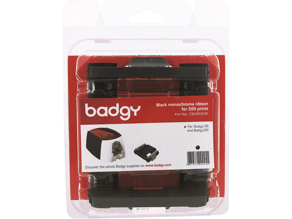 Farvebånd, Sort, Til 500 plastkort, Evolis Badgy