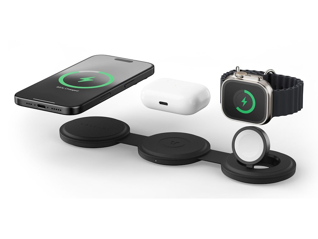 Satechi OntheGo 3-in-1 Headset, Smartphone, SmartWatch Sort USB Trådløs opladning Hurtig opladning Indendørs