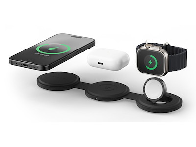 Satechi OntheGo 3-in-1 Headset, Smartphone, SmartWatch Sort USB Trådløs opladning Hurtig opladning Indendørs