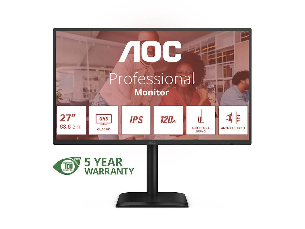 AOC E4 Q27E4U computerskærm 68,6 cm (27") 2560 x 1440 pixel Quad HD LED Sort