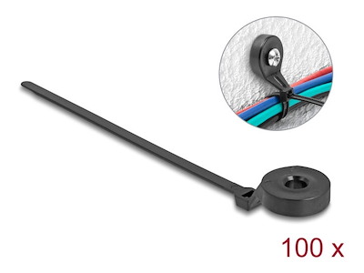 DeLOCK 18915 kabelsamler Gevindmonteret kabelbinder Nylon Sort 100 stk