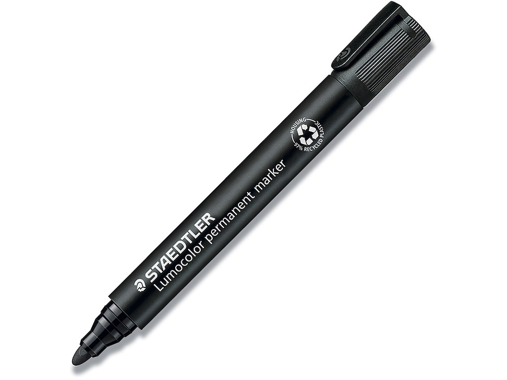 Marker, Rund spids, 2 mm, Sort, Staedtler Lumocolor 352