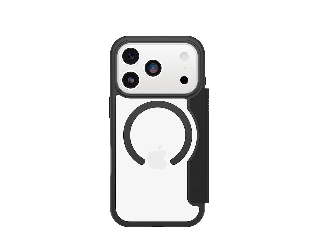 OtterBox React Folio MagSafe mobiltelefon etui 16 cm (6.3") Folie Sort, Transparent