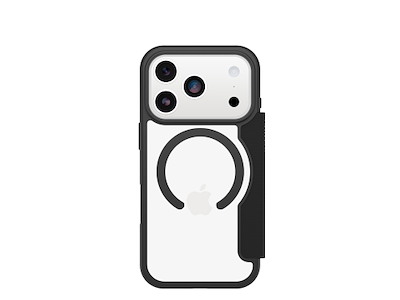 OtterBox React Folio MagSafe mobiltelefon etui 16 cm (6.3") Folie Sort, Transparent