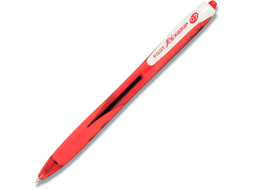 Kuglepen, 0.7 mm, 0.22 mm, Rød, Pilot Rexgrip Fine BRG-10F-BG-R