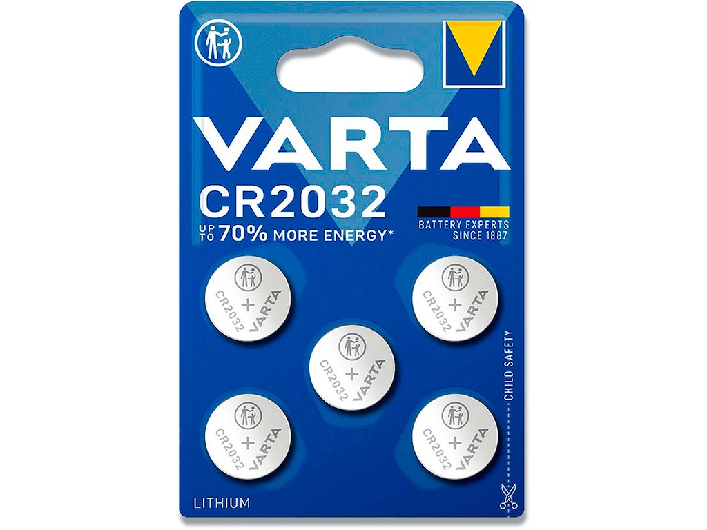 Batteri, CR2032, 3 V, 5 stk, Varta Electronic