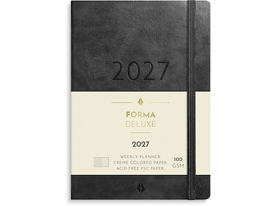 Kalender, 2027, A6 Forma Deluxe Tværformat, 1 uge pr. opslag, Sort, Mayland