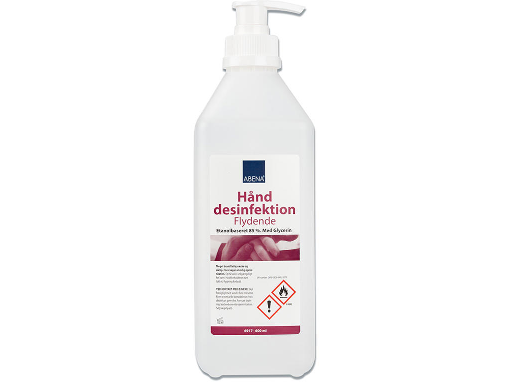 Hånddesinfektion, Flydende, 600 ml, Flaske med pumpe, Abena 85%