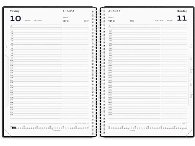 Kalender, 2027, Time, 1 dag pr. side, Rød, Mayland