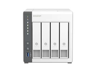 QNAP TS-433 NAS Tower Cortex-A55 4 GB 32 TB HDD QNAP Turbo System Hvid