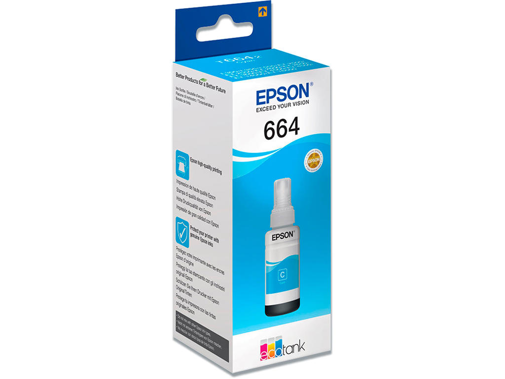 Blækflaske, 1 stk, Cyan-blå, 70 ml, Epson T6642