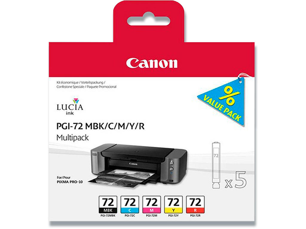 Blækpatroner, 5 stk, 5 farver, Canon PGI-72