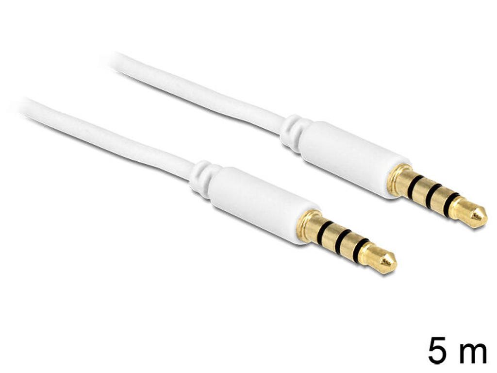 DeLOCK 3.5mm - 3.5mm, 5m lydkabel Hvid