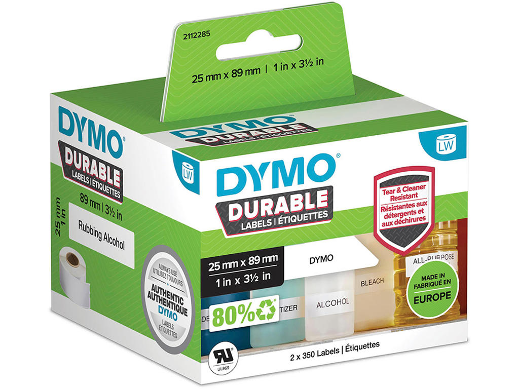 Labeletiketter, Holdbare og modstandsdygtige, 25x89 mm, 1 rulle af 700 etiketter, Dymo LabelWriter Durable