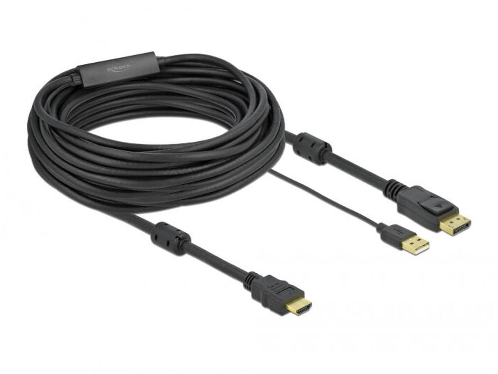 DeLOCK 85968 videokabel adapter 10 m HDMI Type A (Standard) DisplayPort + USB Type-A Sort