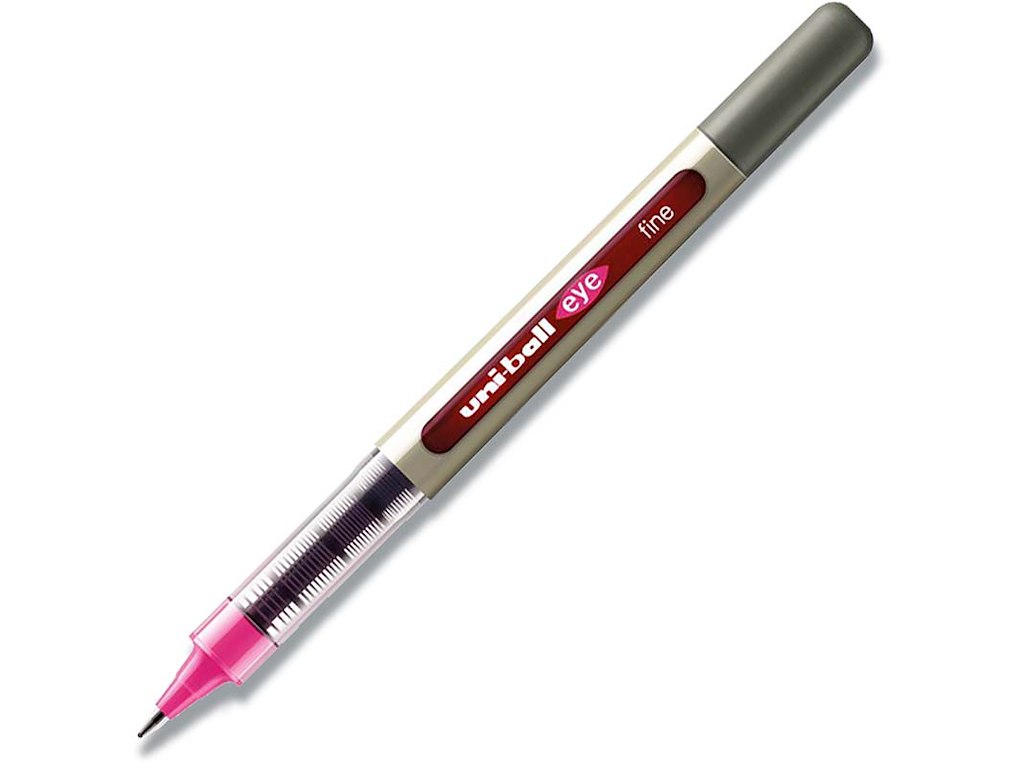 Rollerball pen, 0.7 mm, 0.3 mm, Pink, uni-ball Eye Fine UB-157-56