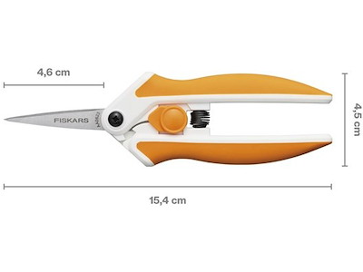 Saks, Micro-Tip, Ligehåndet, 15 cm, Orange, Fiskars Classic Softouch