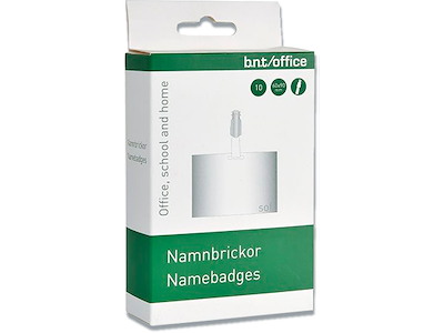 Navneskilt, Med stropklemme og indstik, 60x90 mm, 10 stk, BNT Office 