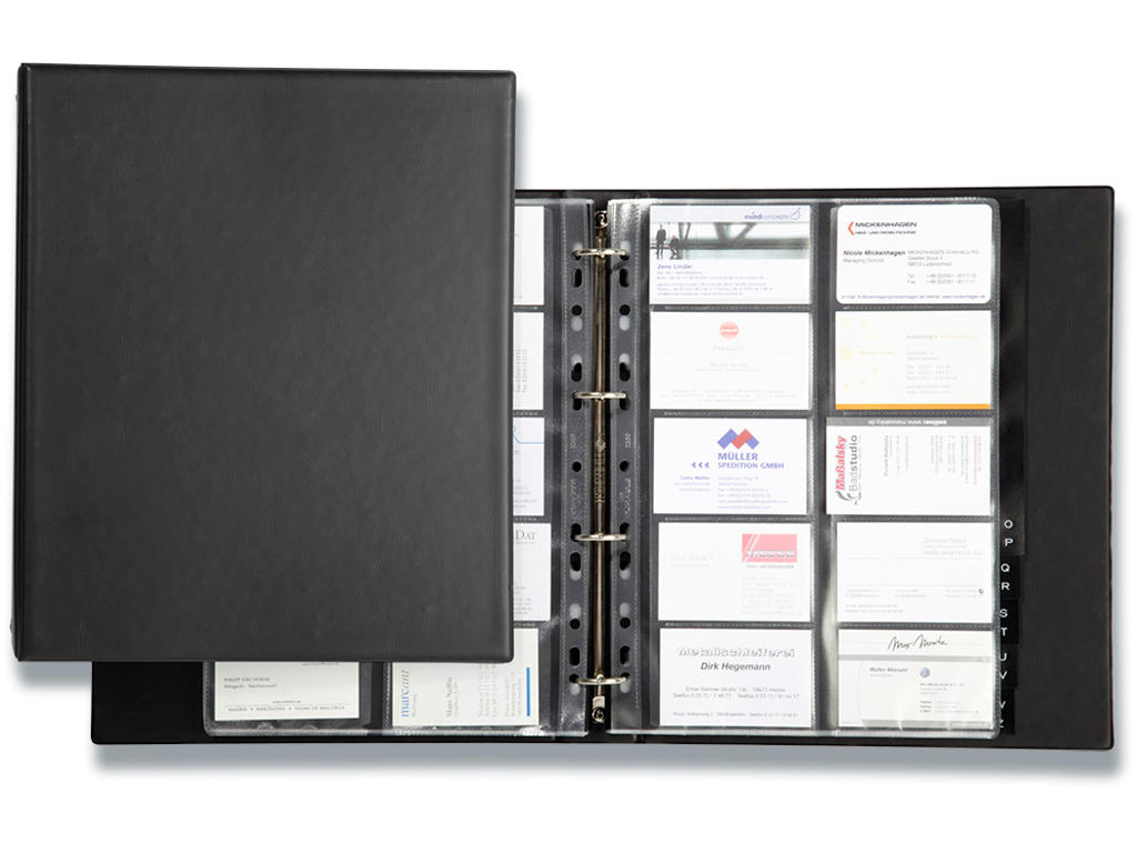 Visitkortmappe, 400 kort, Sort, 12-delt indeks med alfabet, Durable VISIFIX ECONOMY