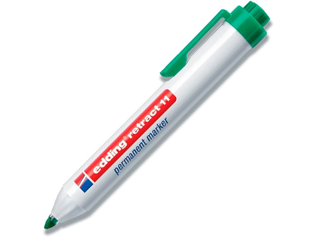 Marker, Rund spids, 1.5-3 mm, Grøn, Edding Retract 11