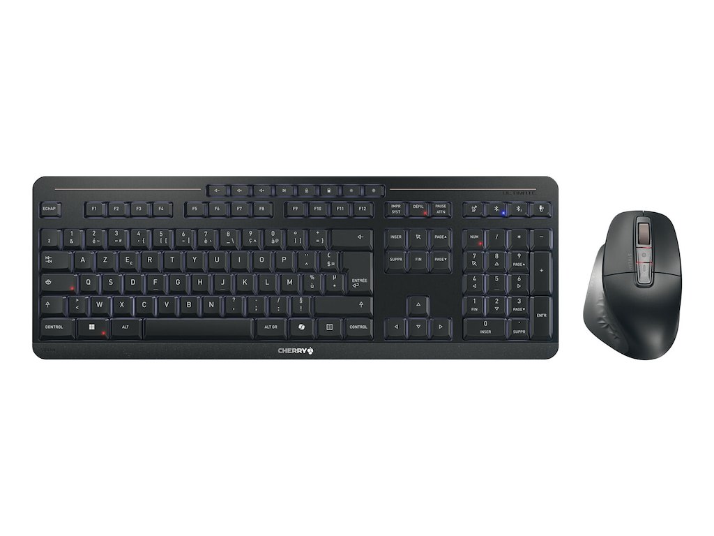 CHERRY Stream desktop ultimate tastatur Mus inkluderet Hjemme/kontor USB + RF Wireless + Bluetooth AZERTY Fransk Sort