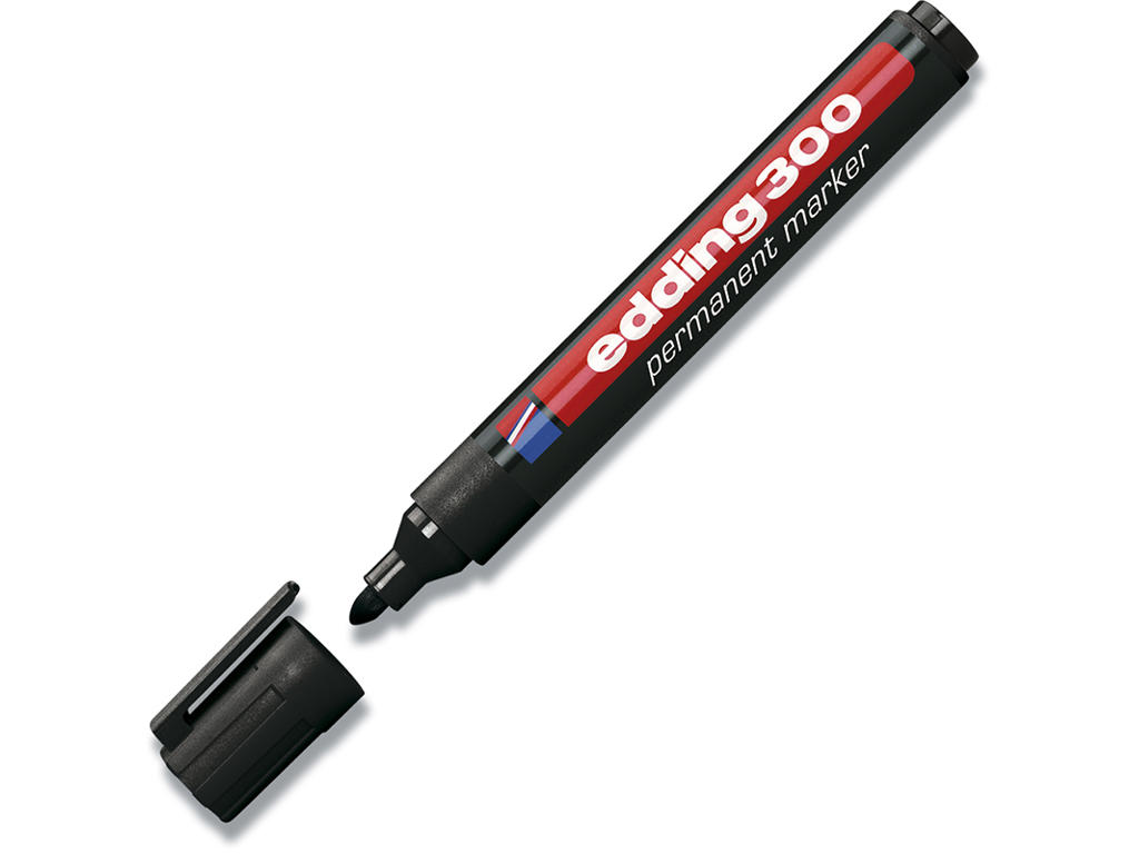 Marker, Rund spids, 1.5-3 mm, Sort, Edding 300