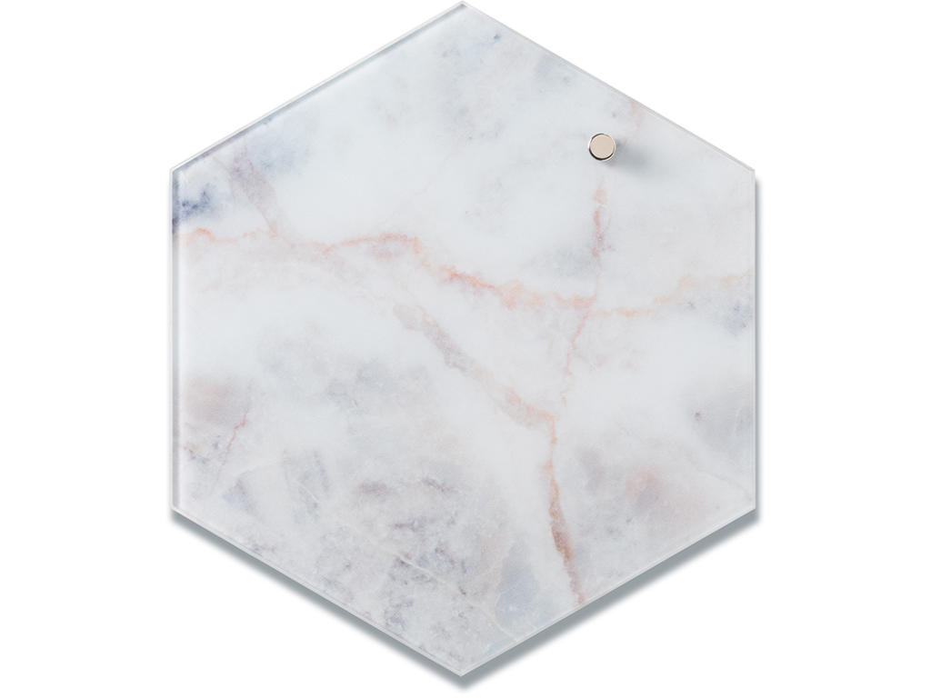 Glastavle, Magnetisk, 21x24 cm, Rosa Marmor, Naga Hexagon 