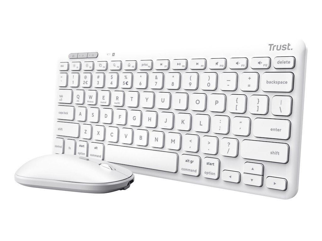 Trust Lyra tastatur Mus inkluderet Kontor RF trådløs + Bluetooth QWERTZ Tysk Hvid