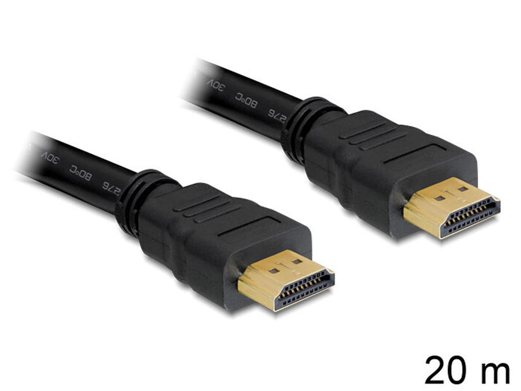 DeLOCK 20m, HDMI - HDMI HDMI-kabel HDMI Type A (Standard) Sort
