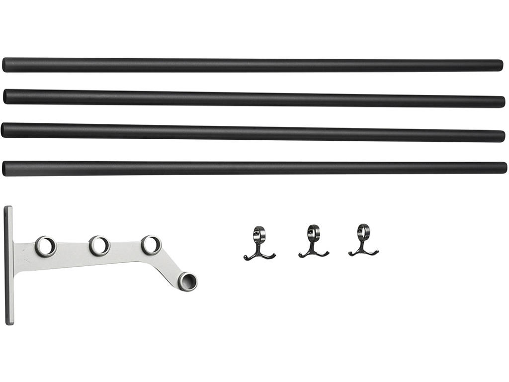 Hattehylde tillægsdel tilpasset længde, Nostalgi, Modelnr 291, Sort/aluminium, Essem Design DK