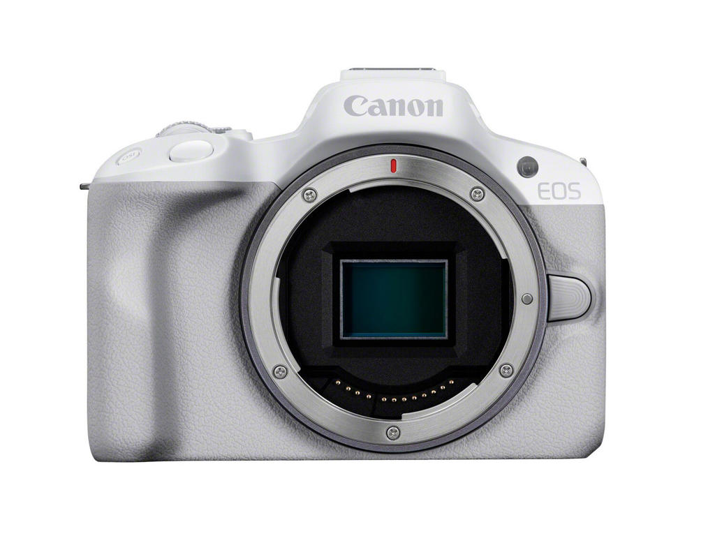 Canon EOS R50, White + RF-S 18-45mm F4.5-6.3 IS STM Kit MILC 24,2 MP CMOS 6000 x 4000 pixel Hvid