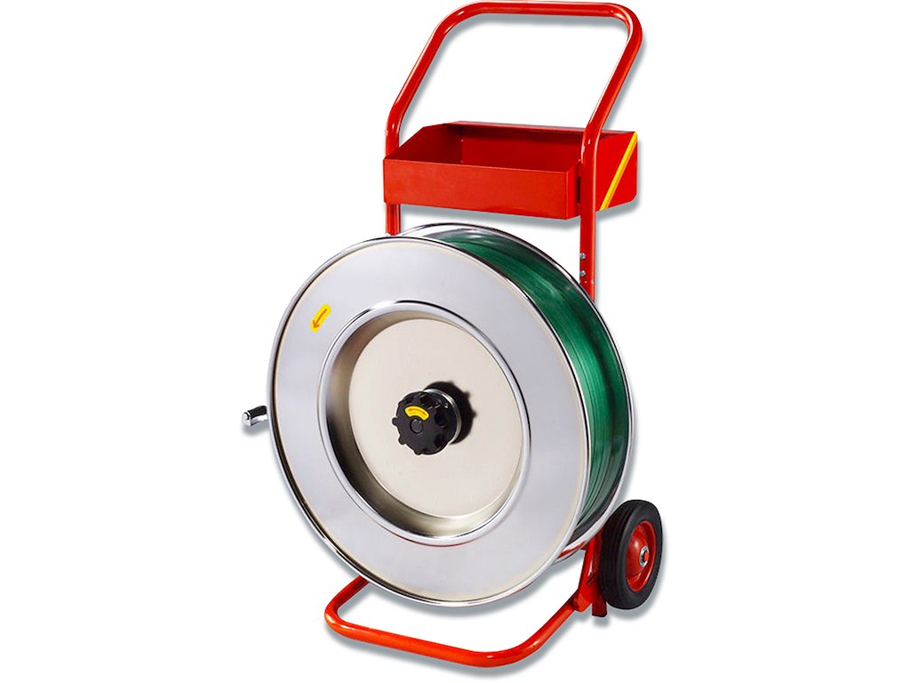 Båndvogn til plast og stålbånd med 406 mm kerne, rød, 13-19 mm