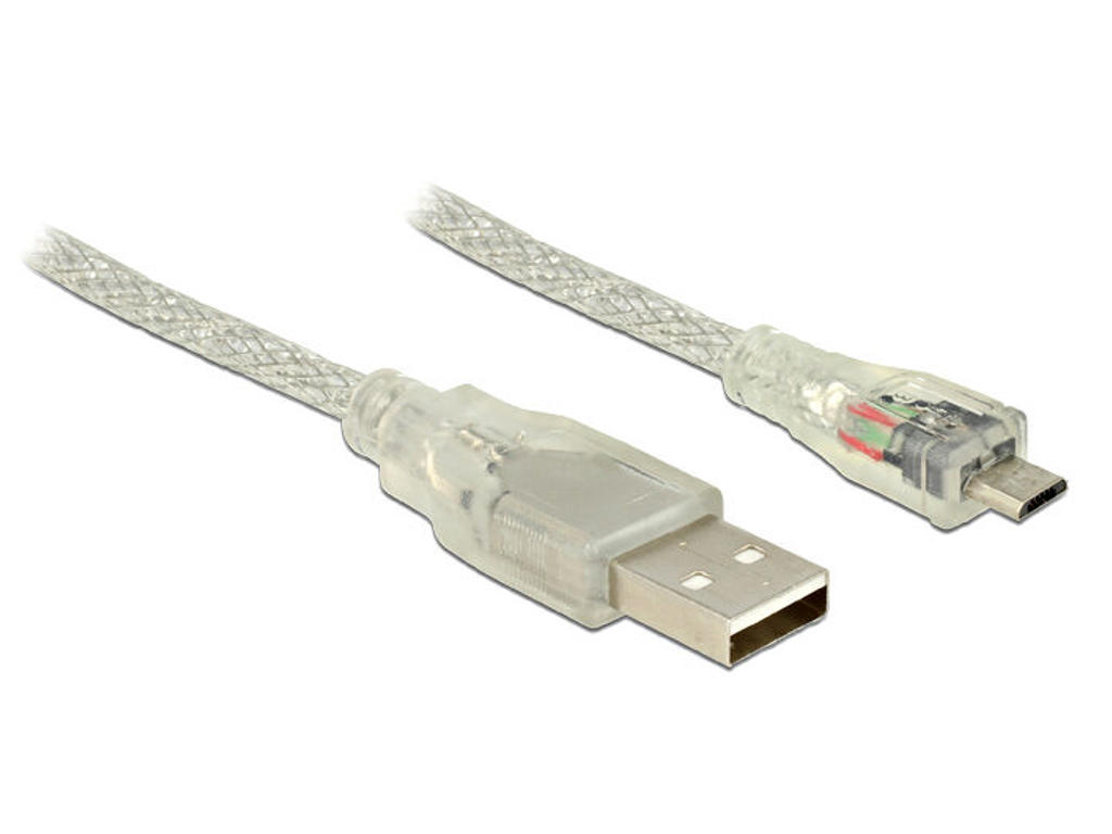 DeLOCK 1m, USB2.0-A/USB2.0 Micro-B USB-kabel USB A Micro-USB B Transparent