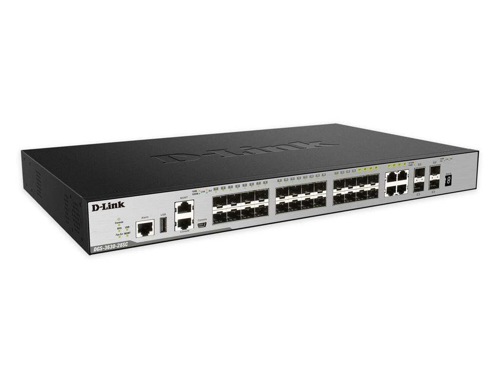 D-Link DGS-3630-28SC netværksswitch Administreret L3 1U Sort