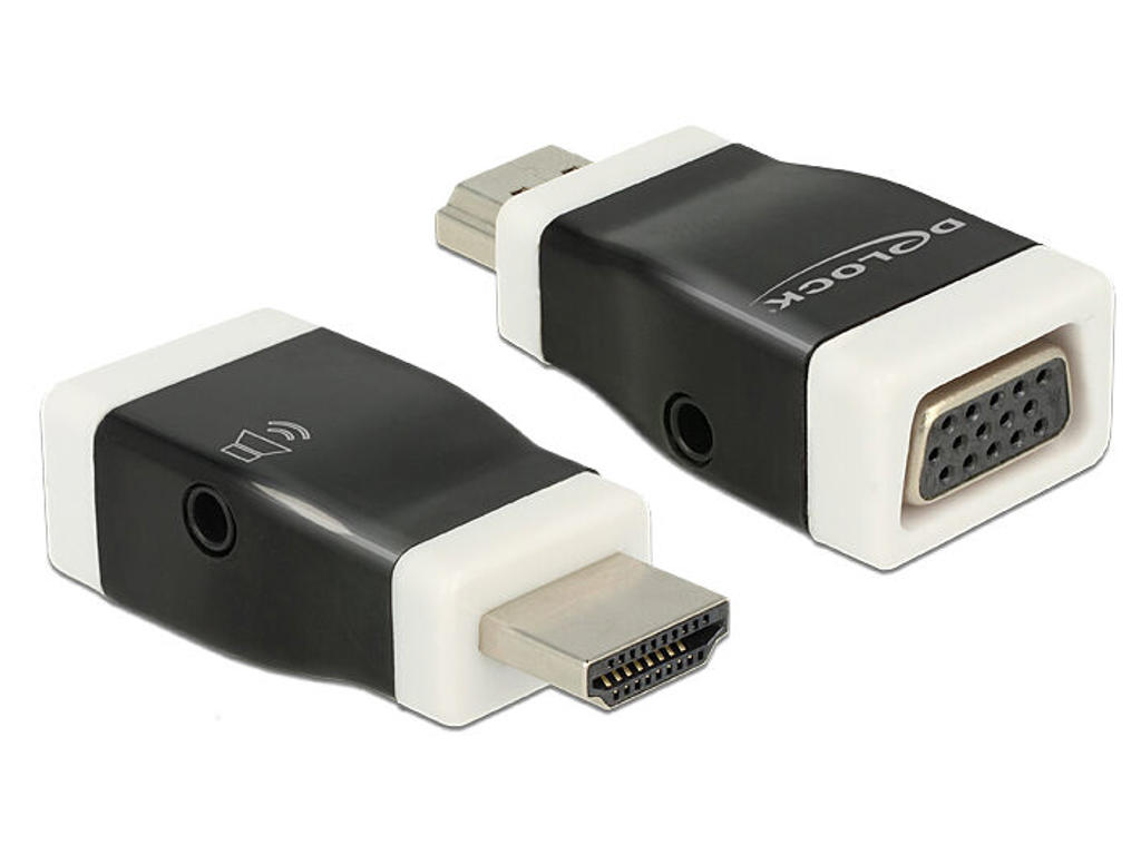 DeLOCK 65586 kabel kønsskifter HDMI-A VGA Sort, Hvid