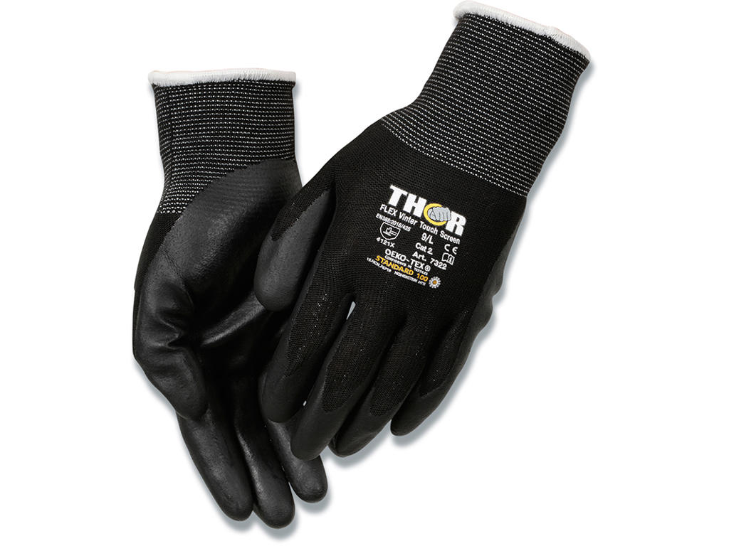 Arbejdshandsker, Nitril-nylon, Str. 9, Halvdyppet, Thor Flex Vinter 