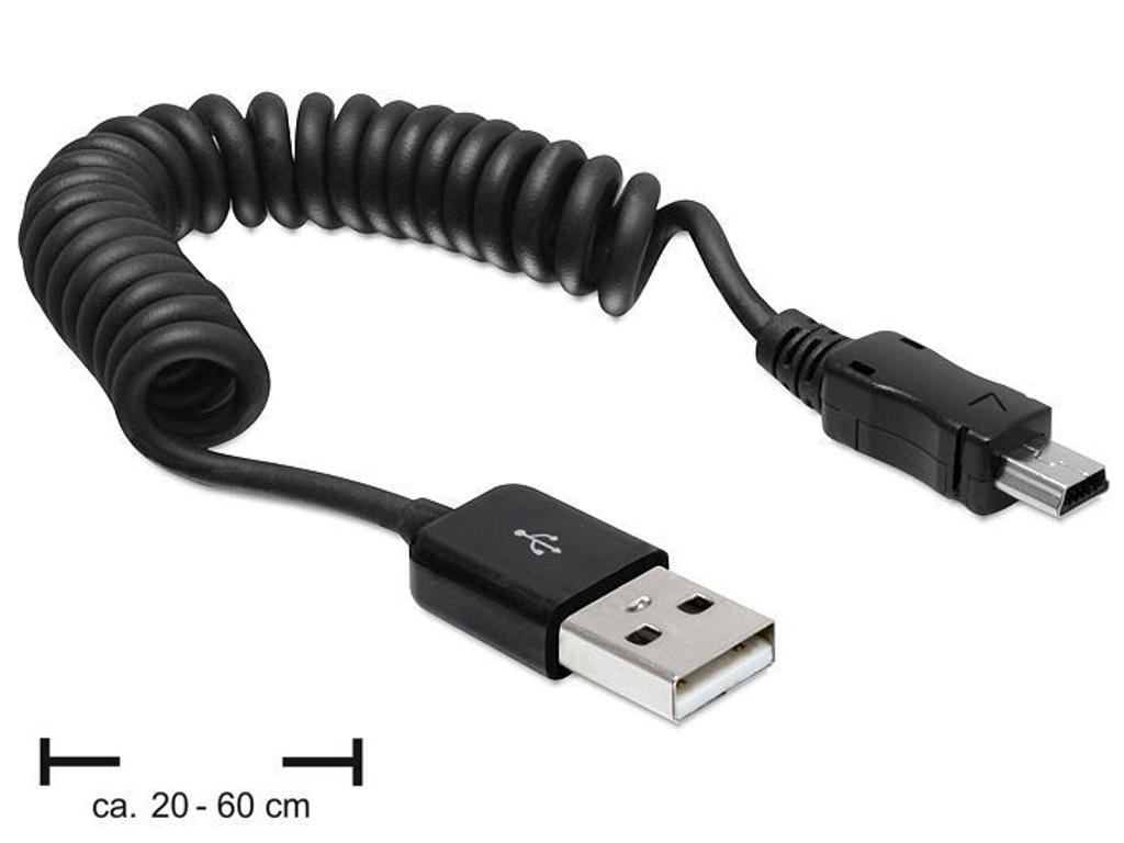 DeLOCK USB 2.0/USB mini 0.6m USB-kabel 0,6 m USB A Mini-USB A Sort