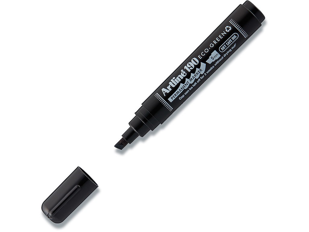 Marker, Skrå spids,  2-5 mm, Sort, Artline ECO-GREEN 190