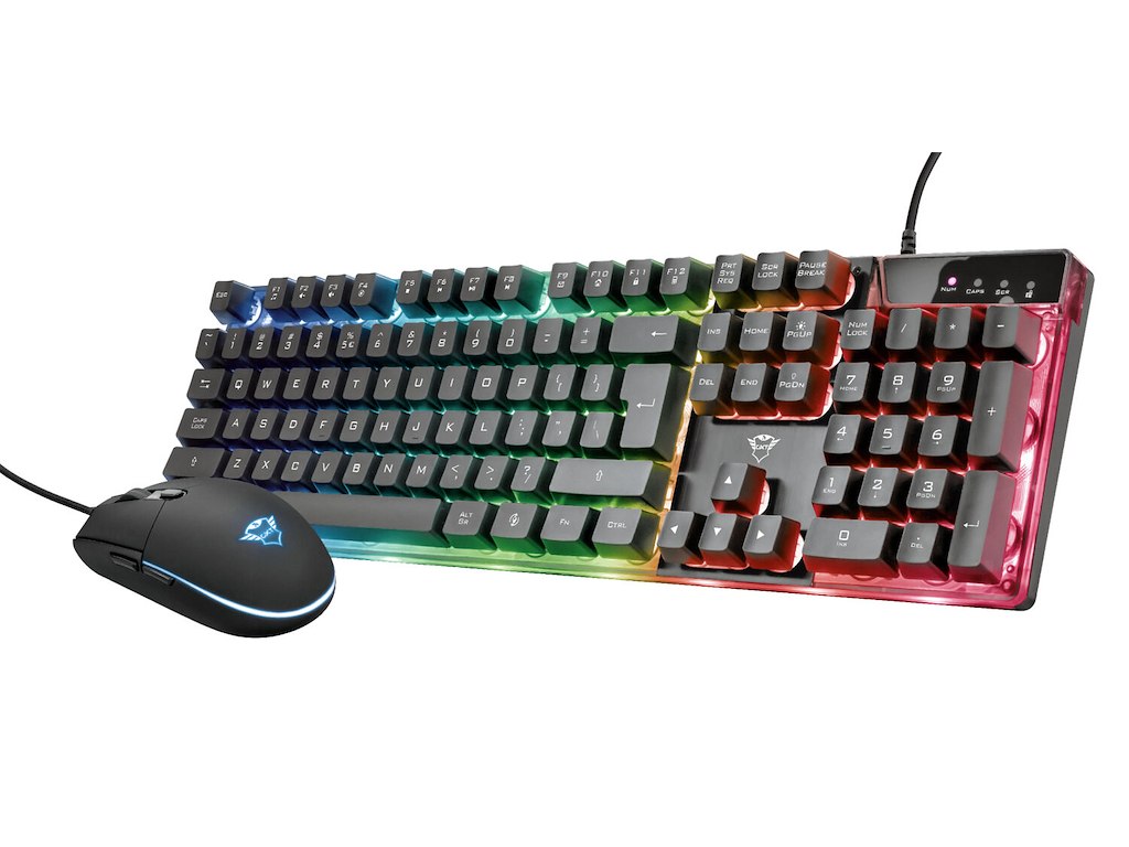 Trust GXT 838 Azor tastatur Mus inkluderet Spil USB Tjekkisk, Slovakisk Sort