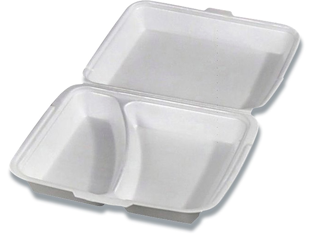 Skumbakke hvid 2-rums m/låg 240x215x70mm 300stk/kar