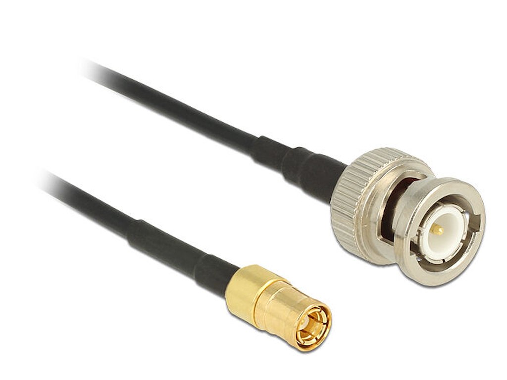 DeLOCK 2m, BNC/SMB koaxial kabel RG-174 Sort