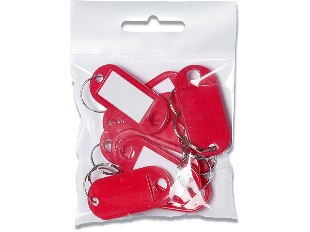 Nøglehænger, Rød, 10 stk, Med ring, BNT 