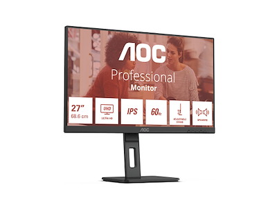 AOC E3 U27E3UF computerskærm 68,6 cm (27") 3840 x 2160 pixel 4K Ultra HD LED Sort