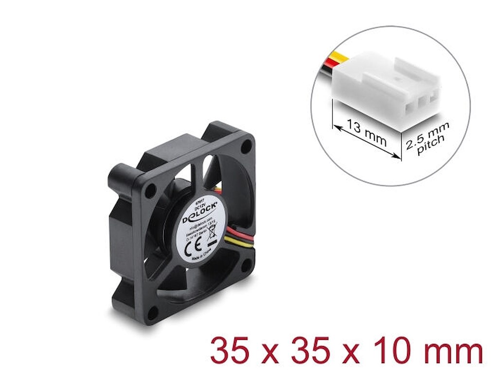 DeLOCK 67617 Computerkølesystem Computerkabinet Ventilator 3,5 cm Sort 1 stk