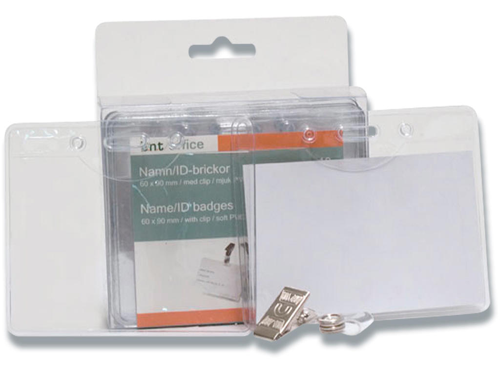 Navneskilt, Med stropklemme og indstik, 60x90 mm, 10 stk, BNT Office 