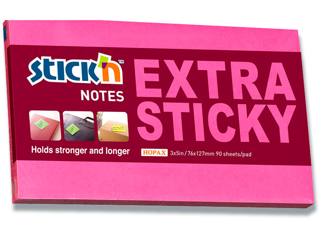 Memonotes, 76x127 mm, Rød, 1 blok, Stick'n Extra Sticky 